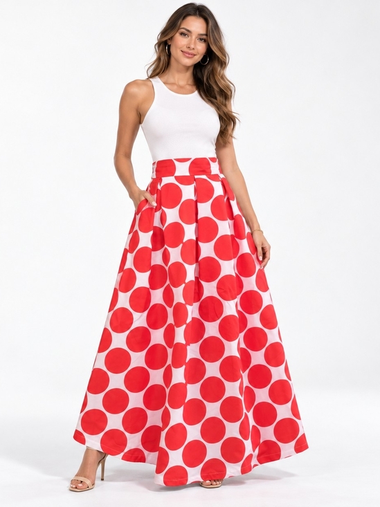 Dresses & Skirts - Women's Polka Dot Maxi Skirt